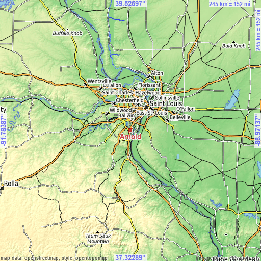 Topographic map of Arnold