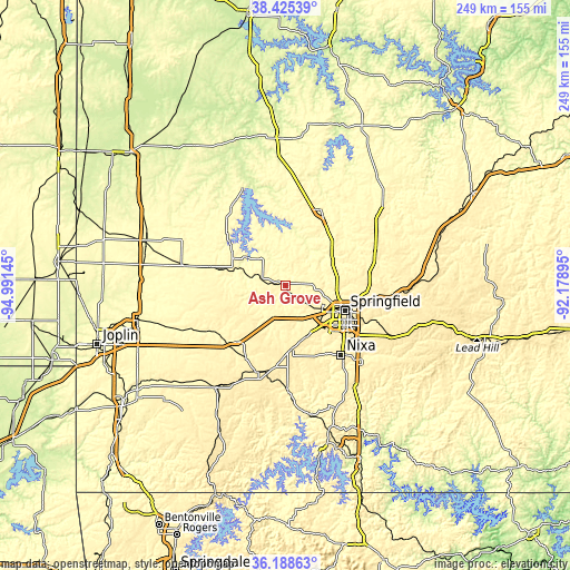 Topographic map of Ash Grove