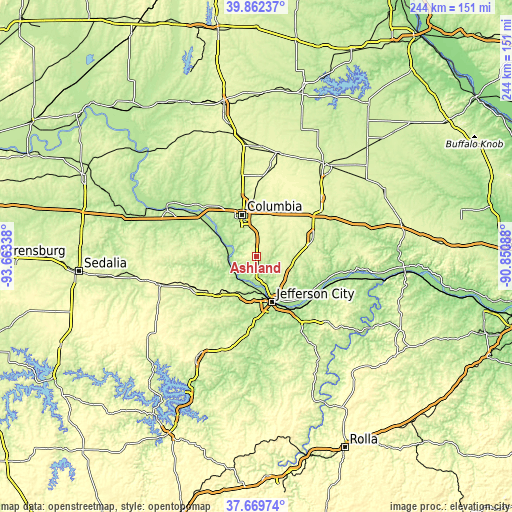 Topographic map of Ashland