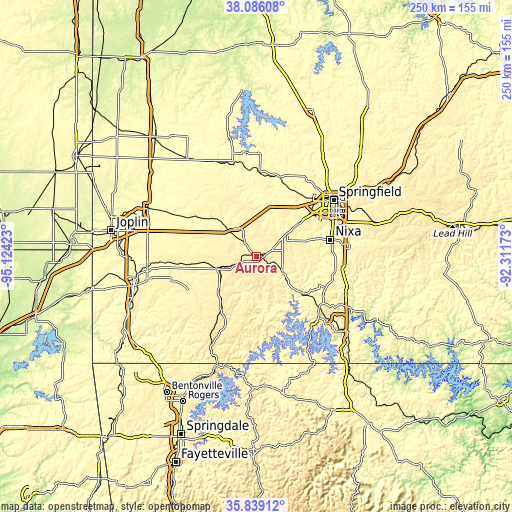 Topographic map of Aurora