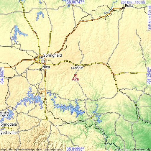 Topographic map of Ava