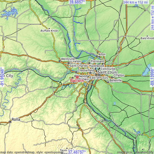 Topographic map of Ballwin