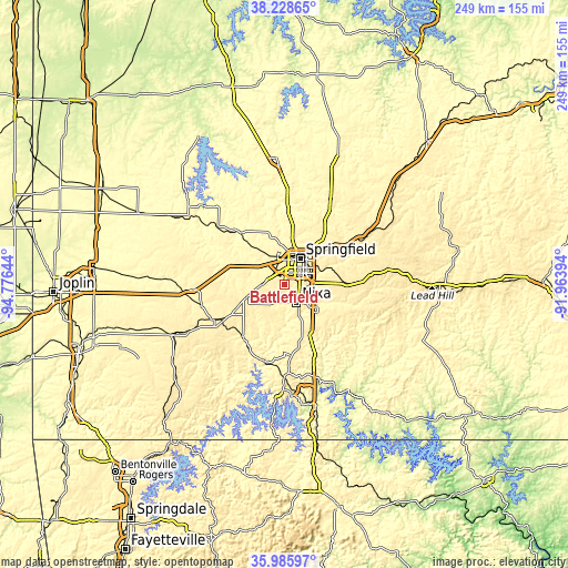 Topographic map of Battlefield