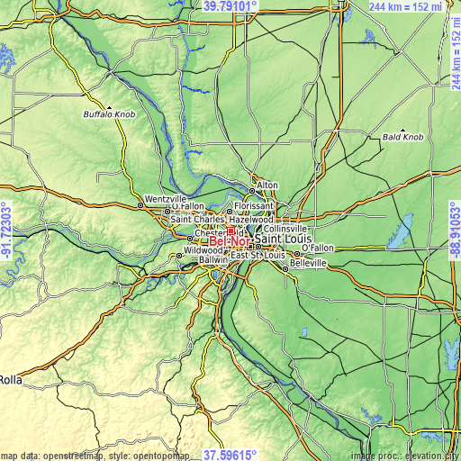 Topographic map of Bel-Nor