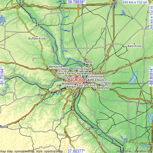 Topographic map of Bel-Ridge