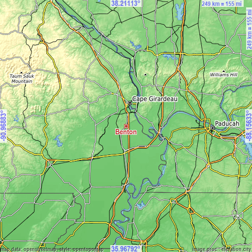 Topographic map of Benton