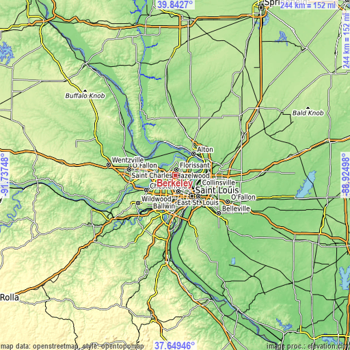 Topographic map of Berkeley
