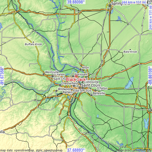 Topographic map of Black Jack