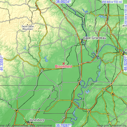 Topographic map of Bloomfield