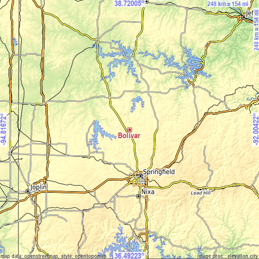 Topographic map of Bolivar