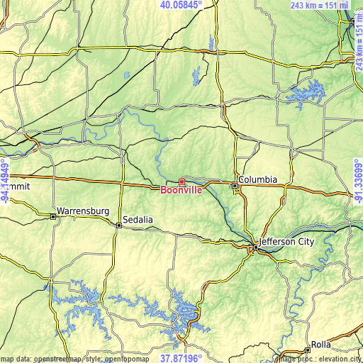 Topographic map of Boonville