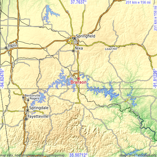 Topographic map of Branson