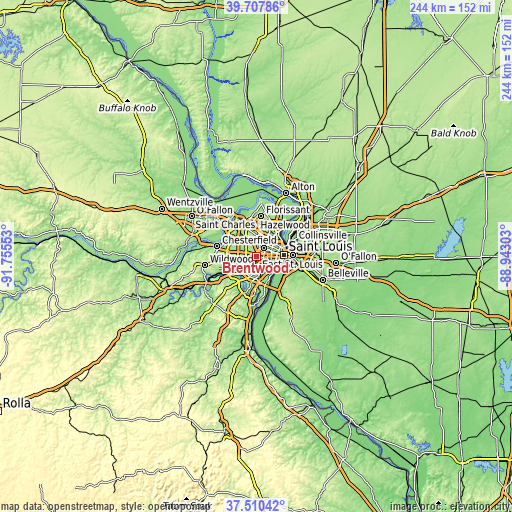 Topographic map of Brentwood