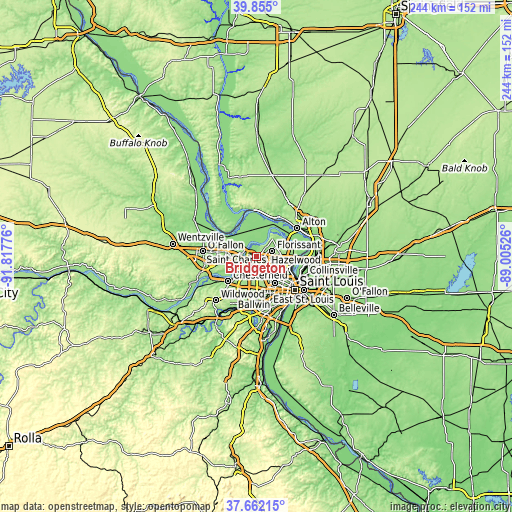 Topographic map of Bridgeton