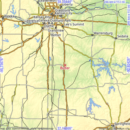 Topographic map of Butler