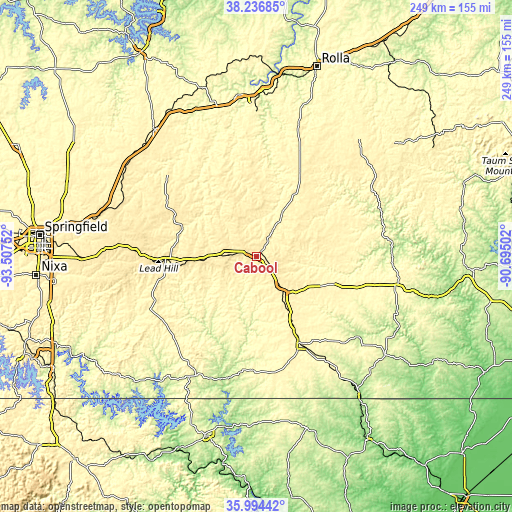 Topographic map of Cabool