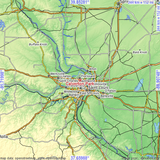 Topographic map of Calverton Park