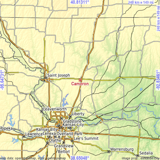 Topographic map of Cameron