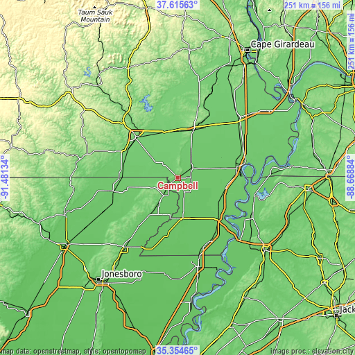 Topographic map of Campbell