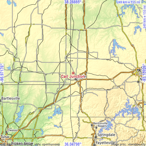 Topographic map of Carl Junction