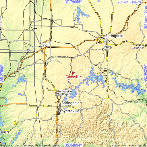 Topographic map of Cassville