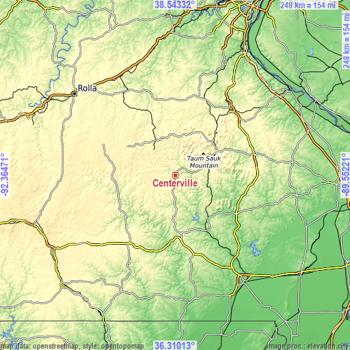 Topographic map of Centerville