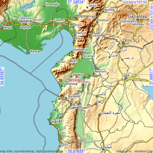 Topographic map of Açıkdere