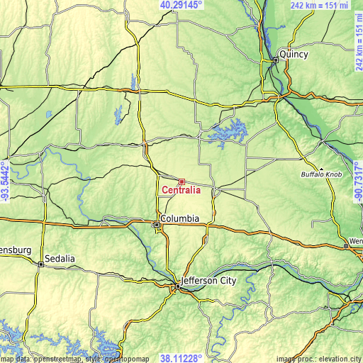 Topographic map of Centralia