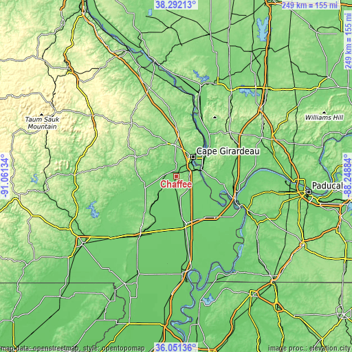 Topographic map of Chaffee