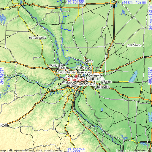 Topographic map of Charlack