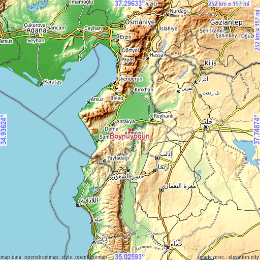 Topographic map of Boynuyoğun