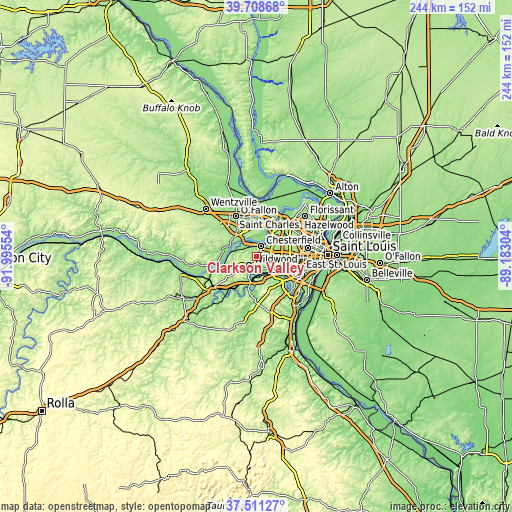 Topographic map of Clarkson Valley