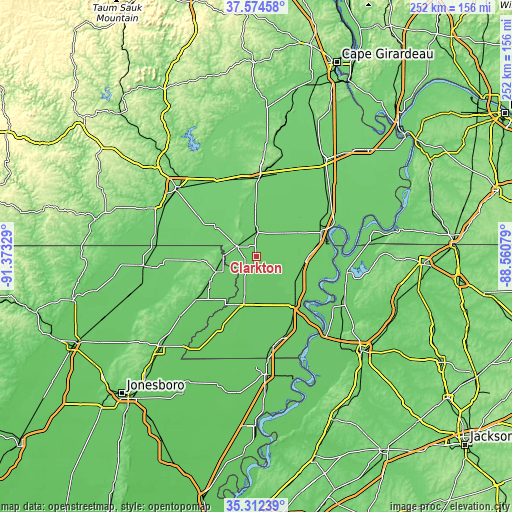 Topographic map of Clarkton