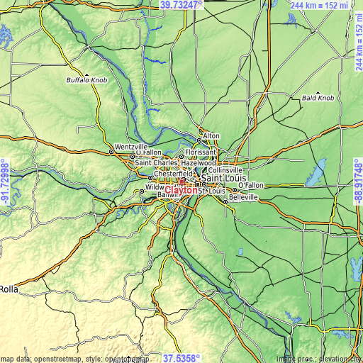 Topographic map of Clayton