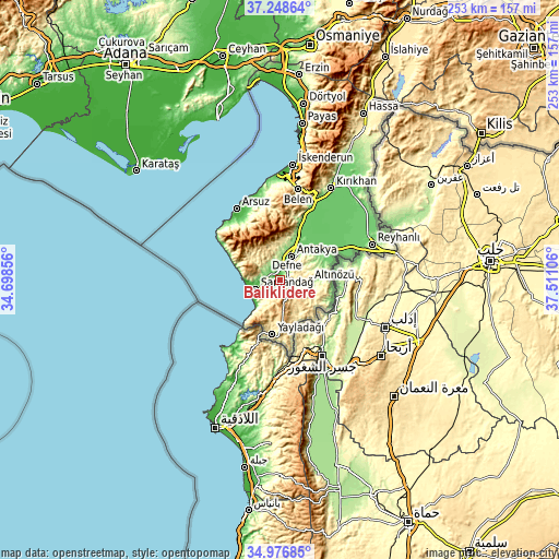 Topographic map of Balıklıdere