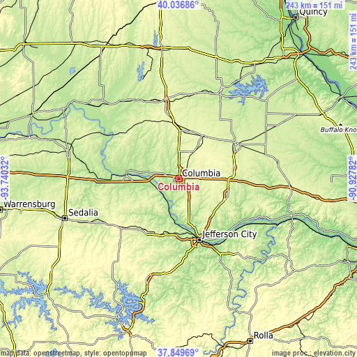 Topographic map of Columbia
