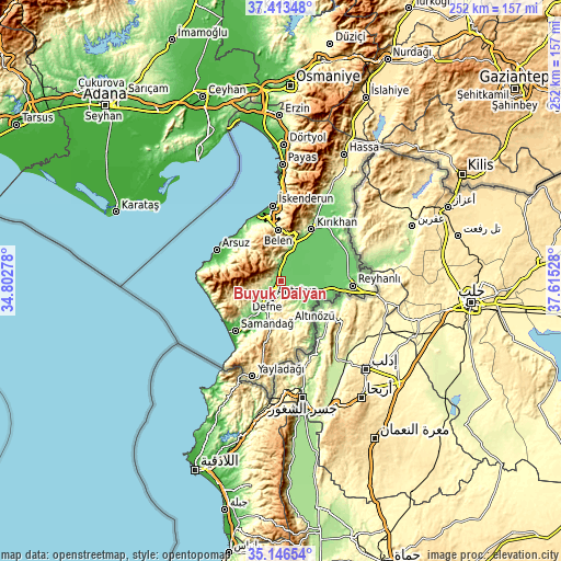 Topographic map of Büyük Dalyan