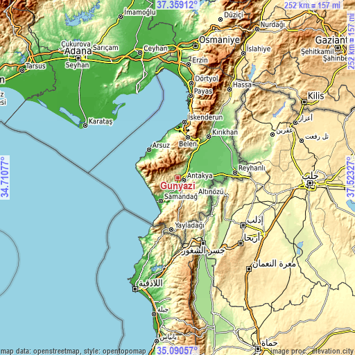 Topographic map of Günyazı