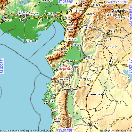 Topographic map of Tepehan