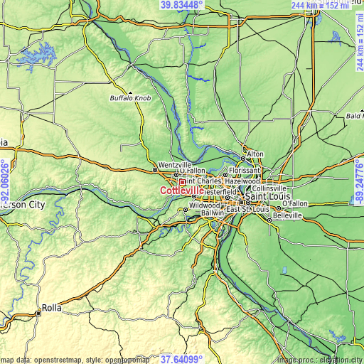 Topographic map of Cottleville