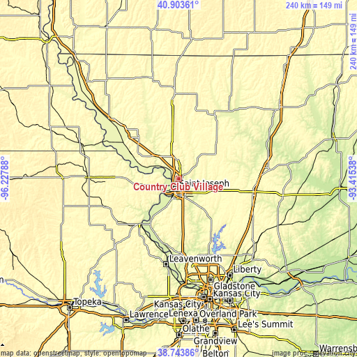 Topographic map of Country Club Village