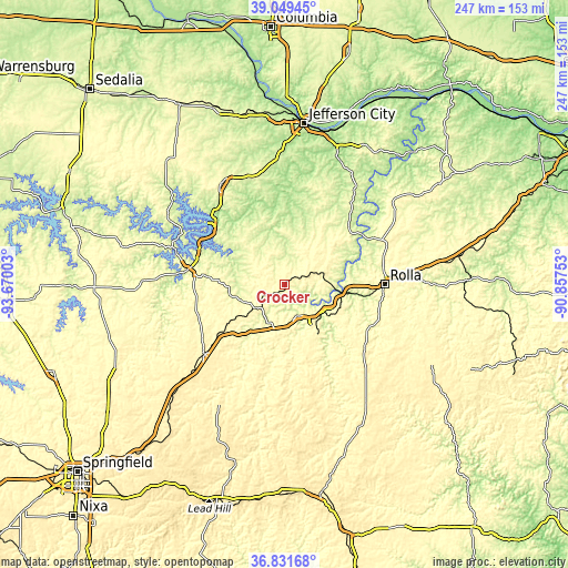 Topographic map of Crocker