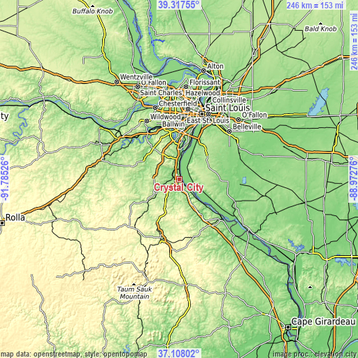 Topographic map of Crystal City