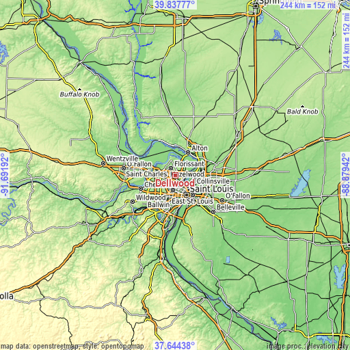 Topographic map of Dellwood