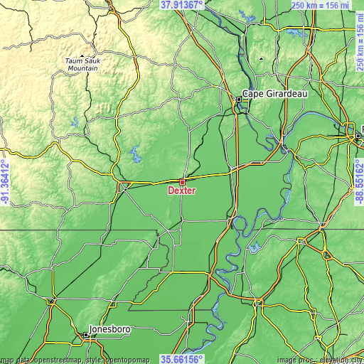 Topographic map of Dexter