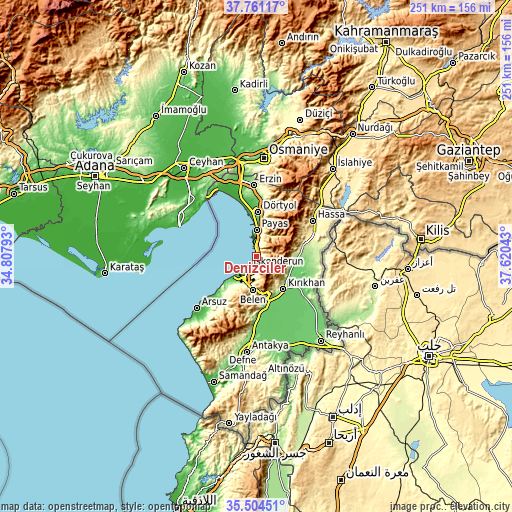 Topographic map of Denizciler