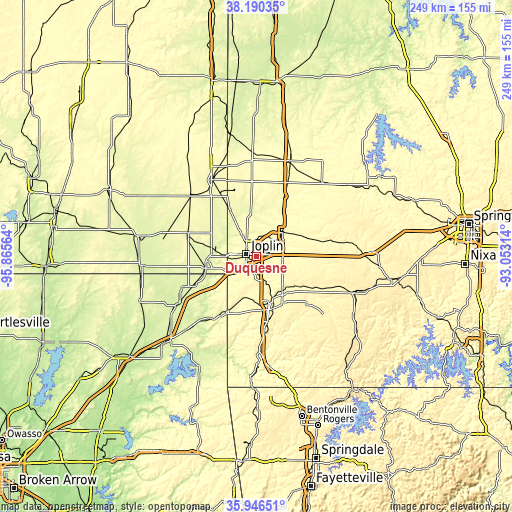 Topographic map of Duquesne