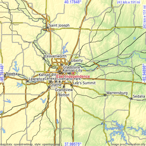 Topographic map of East Independence