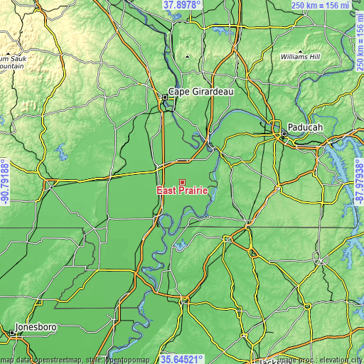 Topographic map of East Prairie