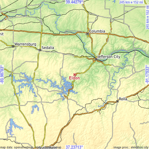 Topographic map of Eldon